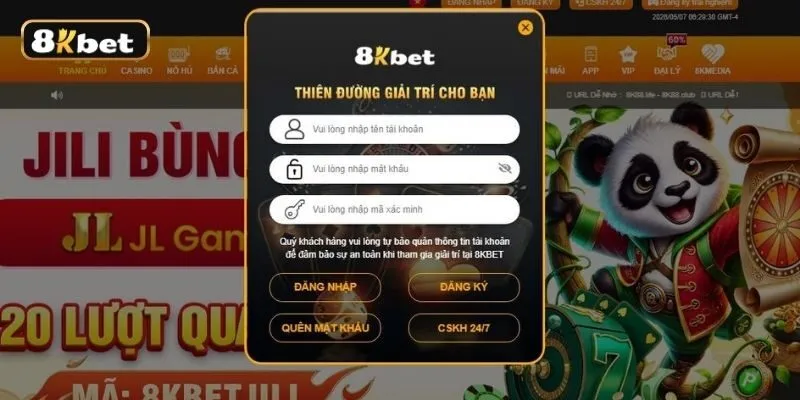 Quy trình đăng nhập 8KBET chi tiết trên máy tính Quy trình đăng nhập 8KBET chi tiết trên máy tính
